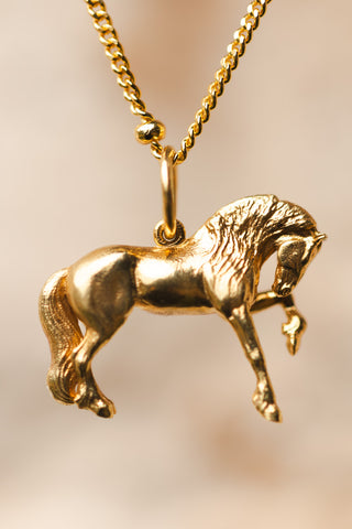 GOLD FRIESIAN HORSE PENDANT