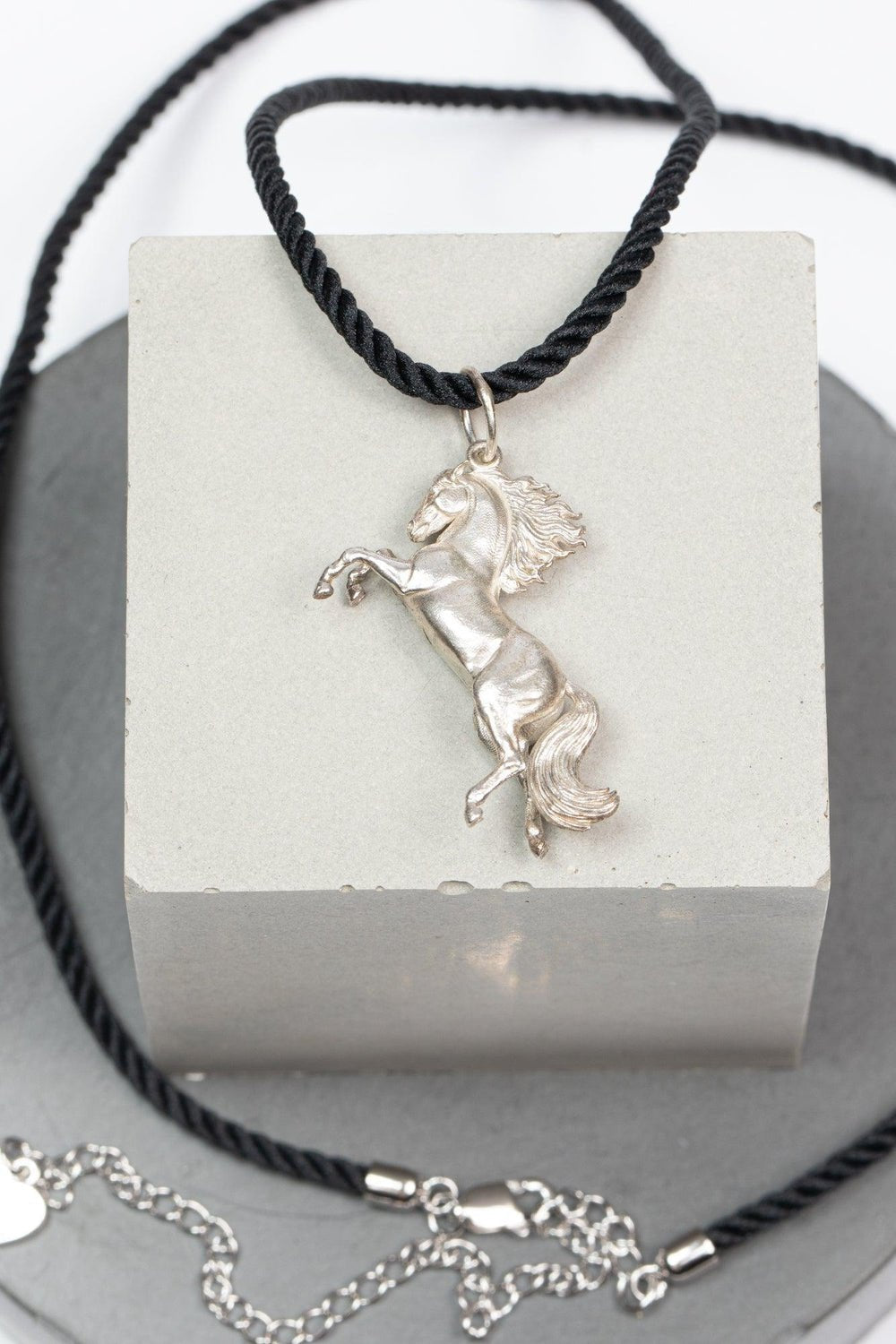 The Rearing Wild Horse Pendant- Gold Horse necklace - The Wild Horse Club