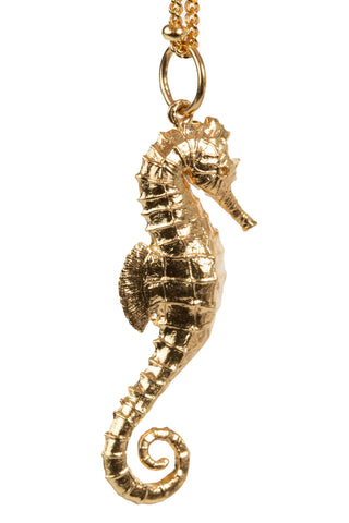 Our seahorse pendant is gold charm is  shaped like a beautiful seahorse , with detailed features such as its fins and tail,  elegantly displayed, showcasing its intricate design and craftsmanship. Perfect for seahorse lovers, ocean inspired jewelry,  gold seahorse jewelry, unique gifts for girls. A dynamic piece of  Jewelry.